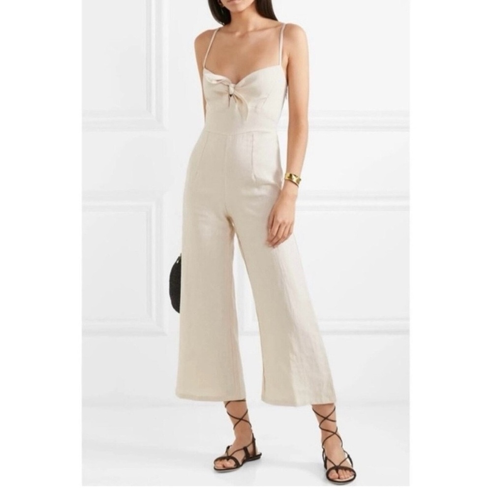 FAITHFULL THE BRAND Presley Jumpsuit Plain Bone Linen